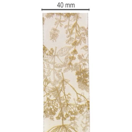 Cinta de regalo con motivos vegetales, cinta decorativa de eneldo, 40 mm de ancho, 20 m de largo. | Floristik24.es