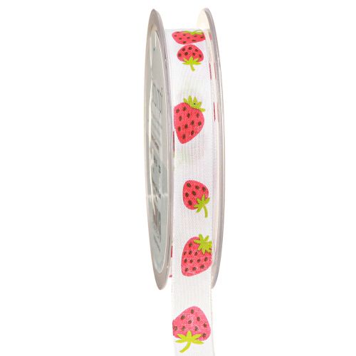 Floristik24 Cinta decorativa fresas cinta de tela cinta primavera 15mm 20m