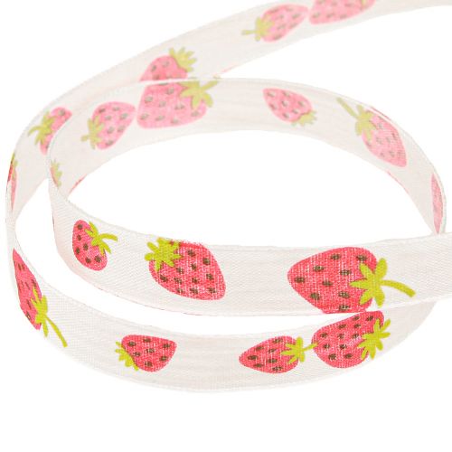 Artículo Cinta decorativa fresas cinta de tela cinta primavera 15mm 20m
