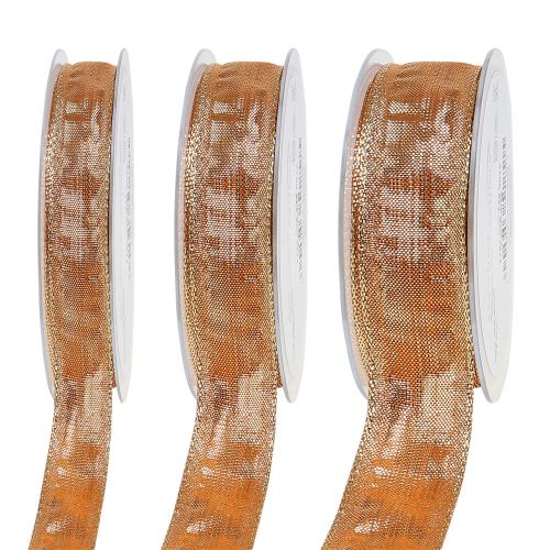 Cinta decorativa dorada con borde de alambre 25m