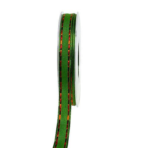 Floristik24 Cinta de regalo para la decoración verde con borde de alambre 15mm 15m