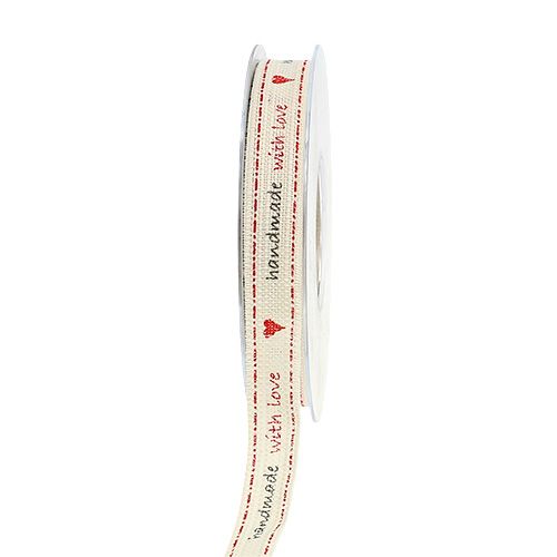 Floristik24 Cinta decorativa "Hecho a mano con amor" 15mm 15m