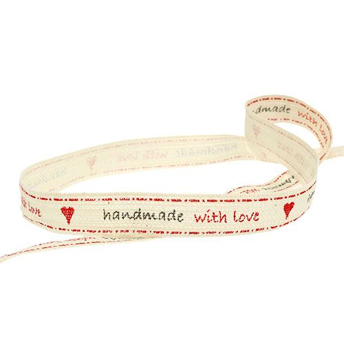 Floristik24 Cinta decorativa "Hecho a mano con amor" 15mm 15m