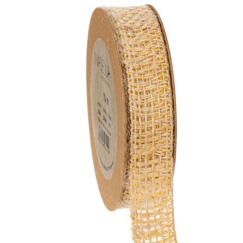 Floristik24 Cinta decorativa de yute, amarilla, natural, 25 mm; cinta decorativa rústica de yute, 10 m