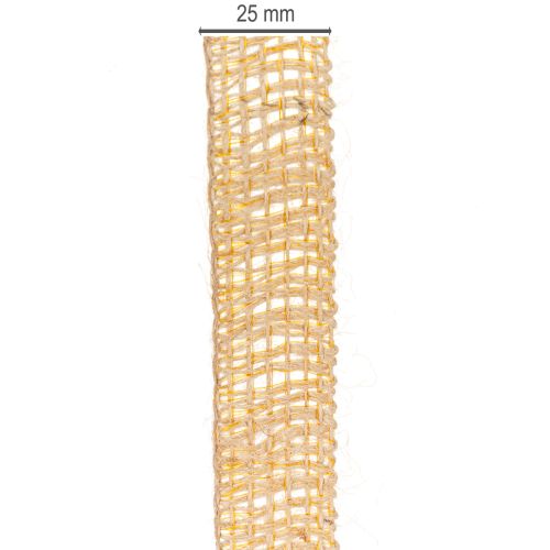 Artículo Cinta decorativa de yute, amarilla, natural, 25 mm; cinta decorativa rústica de yute, 10 m