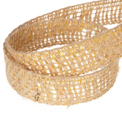 Artículo Cinta decorativa de yute, amarilla, natural, 25 mm; cinta decorativa rústica de yute, 10 m