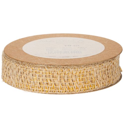 Artículo Cinta decorativa de yute, amarilla, natural, 25 mm; cinta decorativa rústica de yute, 10 m