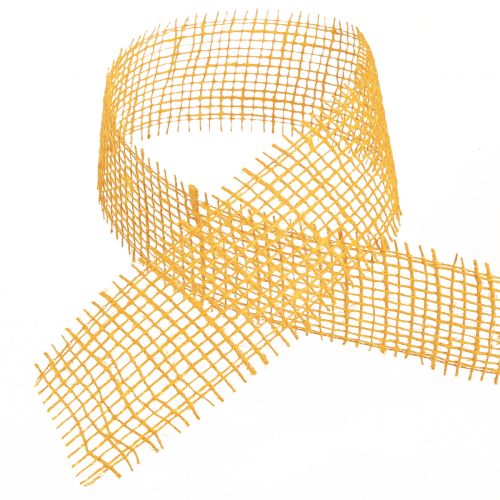 Artículo Cinta decorativa yute amarillo mostaza rejilla cinta cinta artesanal 5cm 40m