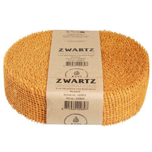 Artículo Cinta decorativa yute amarillo mostaza rejilla cinta cinta artesanal 5cm 40m