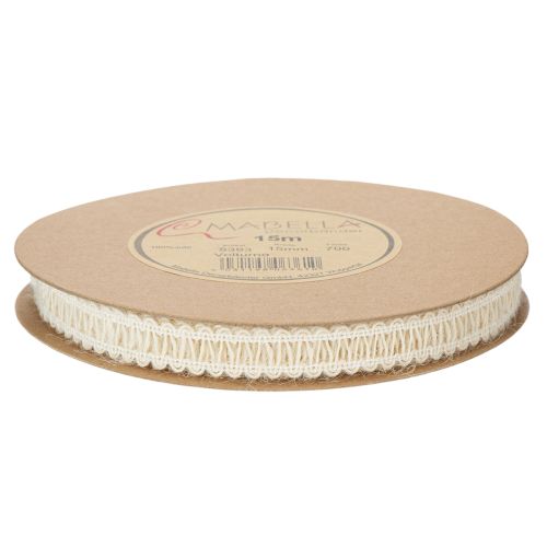 Artículo Cinta decorativa de yute, cinta de regalo natural, color blanco crema, 15 mm x 15 m