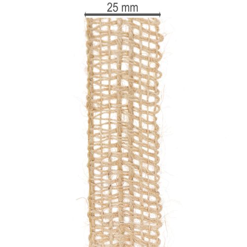 Artículo Cinta decorativa de yute, natural, 25 mm; cinta de yute; cinta rústica para regalos, 10 m