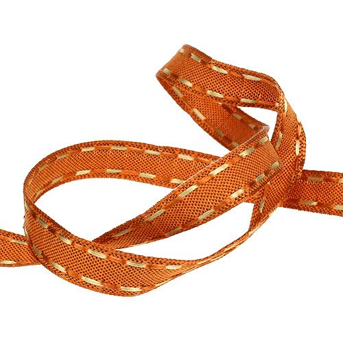 Floristik24 Cinta de regalo para la decoración naranja con borde de alambre 15mm 15m
