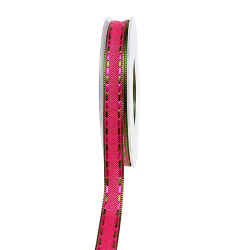 Floristik24 Cinta de regalo para la decoración Pink con borde de alambre 15mm 15m