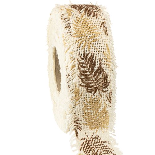 Floristik24 Cinta decorativa hojas tropicales cinta algodón marrón 30mm 15m