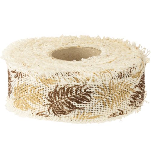 Artículo Cinta decorativa hojas tropicales cinta algodón marrón 30mm 15m