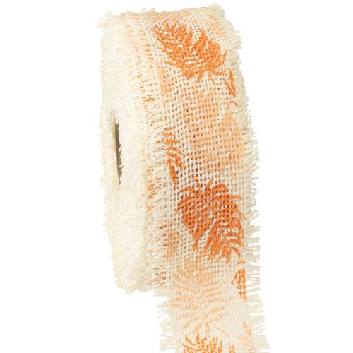 Floristik24 Cinta decorativa hojas selva tropical cinta de algodón naranja 30mm 15m