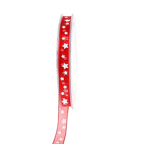 Floristik24 Cinta decorativa roja con estampado de estrellas 10mm 20m