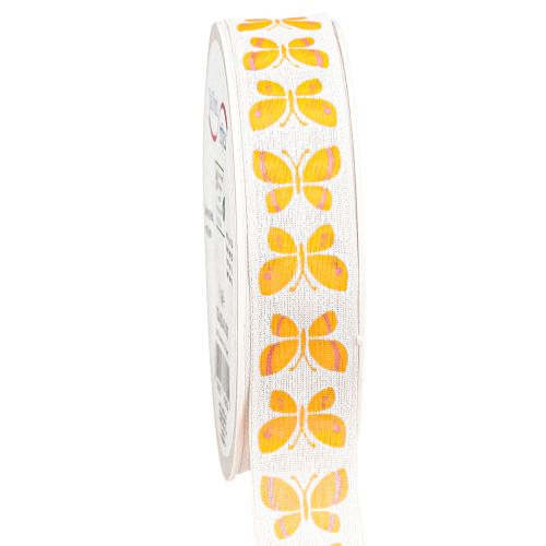 Artículo Cinta decorativa mariposas naranja borde de alambre 25mm 18m