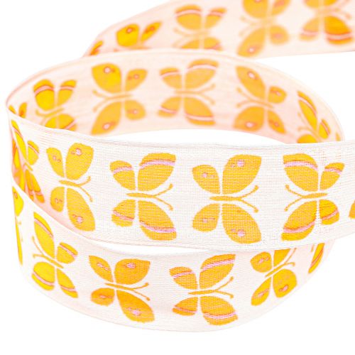 Artículo Cinta decorativa mariposas naranja borde de alambre 25mm 18m