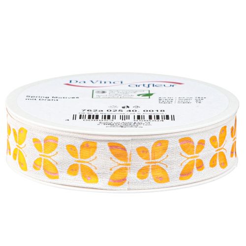 Artículo Cinta decorativa mariposas naranja borde de alambre 25mm 18m