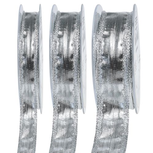Cinta decorativa plata con borde de alambre 25m
