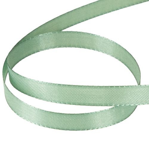 Artículo Cinta decorativa de tafetán, cinta de regalo, verde salvia, 10 mm, 50 m