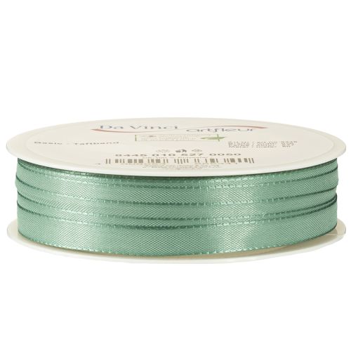 Artículo Cinta decorativa de tafetán, cinta de regalo, verde salvia, 10 mm, 50 m