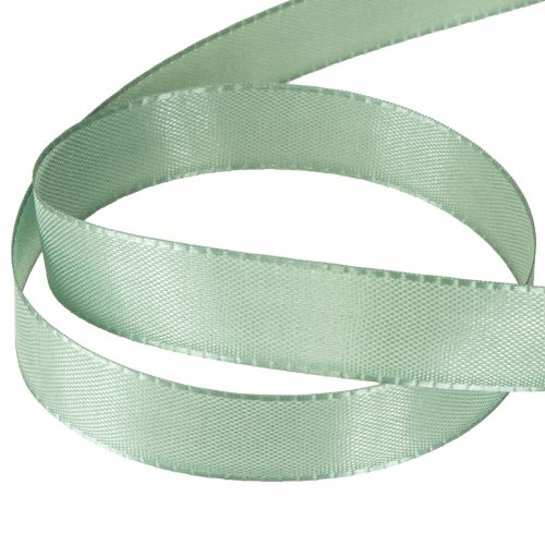 Artículo Cinta decorativa de tafetán, cinta de regalo, verde salvia, 15 mm, 50 m
