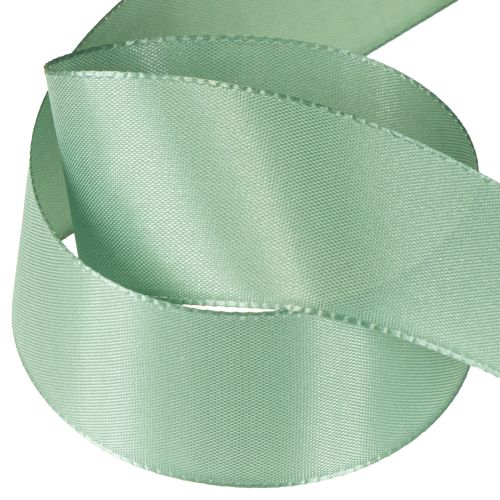 Artículo Cinta decorativa de tafetán, cinta de regalo, verde salvia, 40 mm, 50 m