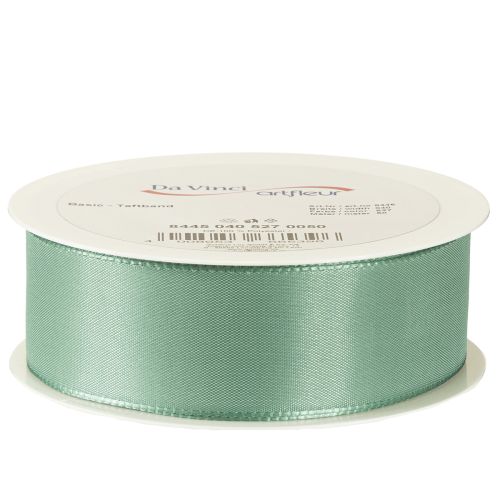 Artículo Cinta decorativa de tafetán, cinta de regalo, verde salvia, 40 mm, 50 m