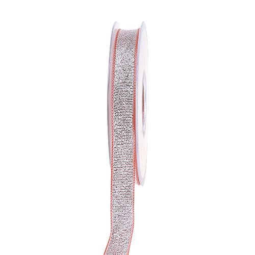 Floristik24 Cinta decorativa Navidad rosa-plata 15mm 20m