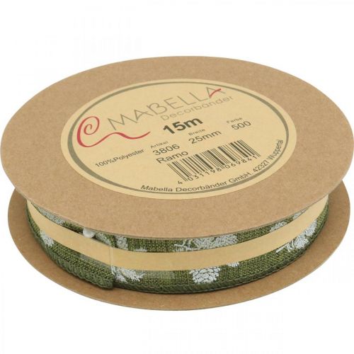 Floristik24 Cinta decorativa conos navideños cinta de regalo verde 25mm 15m