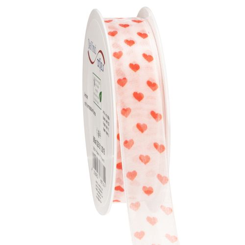 Cinta de regalo con corazones, ideal para ideas de embalaje creativas y regalos personales, 2,5 cm de ancho, 15 m de largo