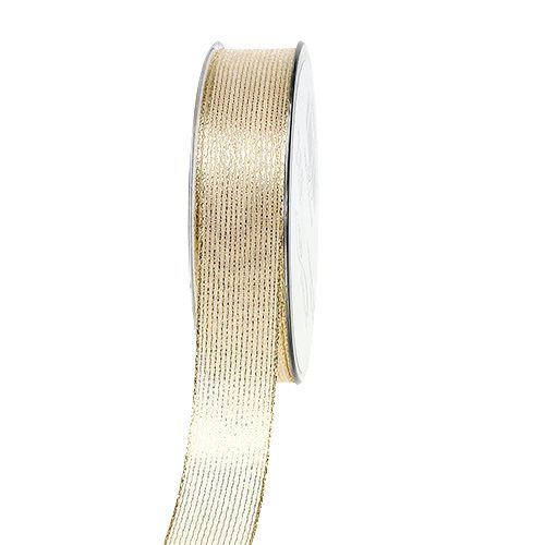 Cinta decorativa con rayas lurex dorado claro 25mm 20m comprar | Floristik24.es