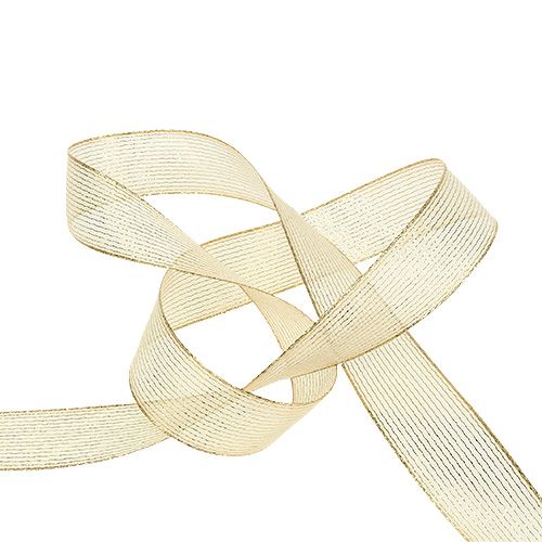 Cinta decorativa con rayas lurex dorado claro 25mm 20m | Floristik24.es