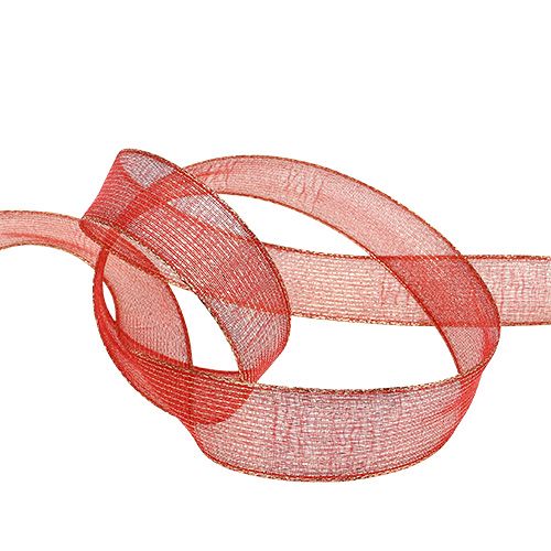Cinta decorativa con rayas lurex rojo 25mm 20m | Floristik24.es
