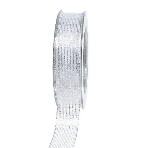 Cinta decorativa con rayas de lurex plateada 25mm 20m comprar | Floristik24.es