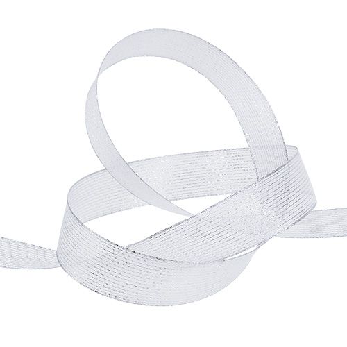 Cinta decorativa con rayas de lurex plateada 25mm 20m | Floristik24.es