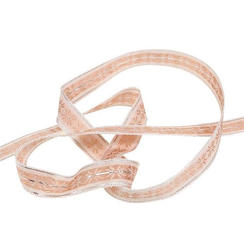 Floristik24 Cinta de regalo para la decoración con estampado rosa 15mm 20m