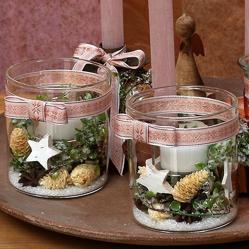 Floristik24 Cinta de regalo para la decoración con estampado rosa 15mm 20m