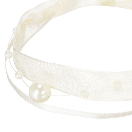 Artículo Cinta decorativa con perlas, color crema, 20 mm, 5 m