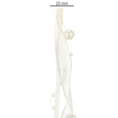 Artículo Cinta decorativa con perlas, color crema, 20 mm, 5 m