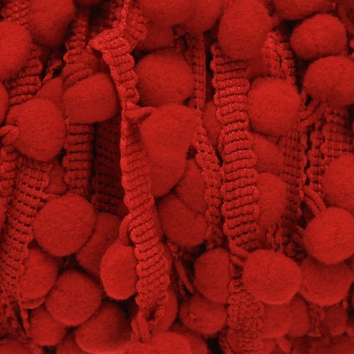 Artículo Cinta decorativa con pompones Cinta Pom Pom Roja 20mm 15m