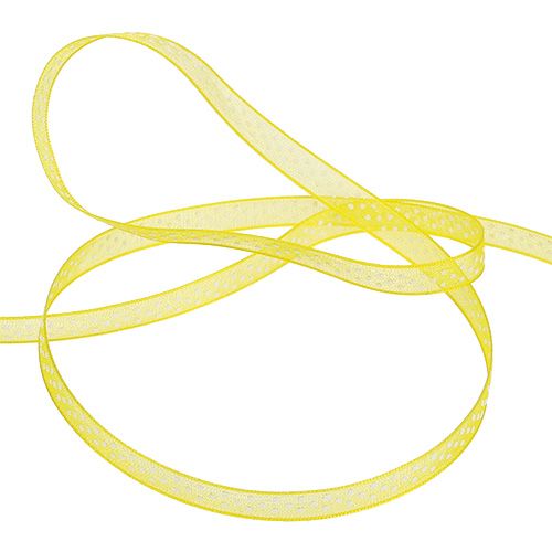 Floristik24 Cinta decorativa con lunares amarillo 7mm 20m