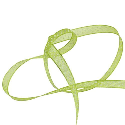 Floristik24 Cinta decorativa con lunares verde 7mm 20m