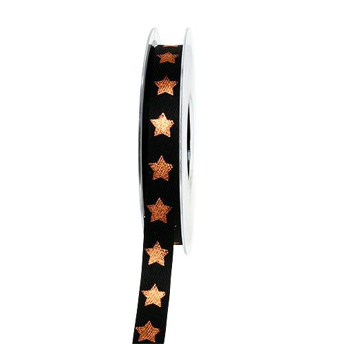 Floristik24 Cinta de regalo para la decoración con decoración estrella negro 15mm 20m