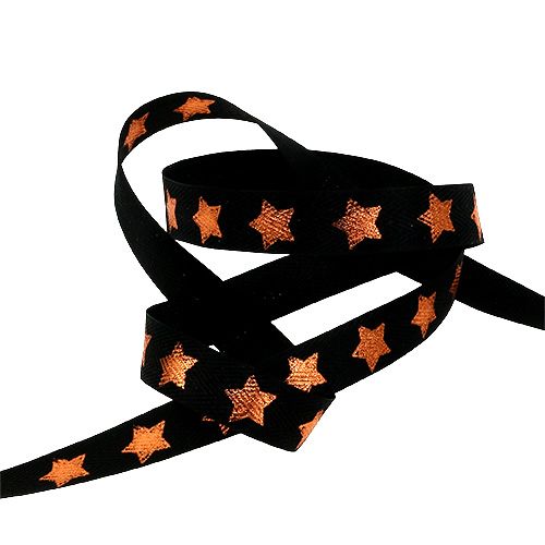 Floristik24 Cinta de regalo para la decoración con decoración estrella negro 15mm 20m