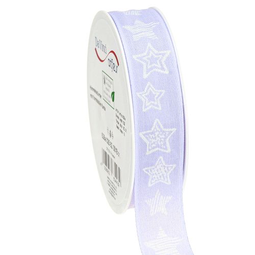 Floristik24 Cinta decorativa con estrellas Cinta navideña lila 25mm 18m