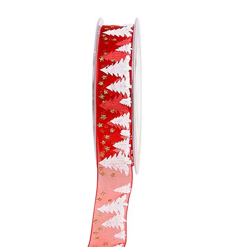 Floristik24 Cinta decorativa con estampado de bosque rojo 25mm 20m