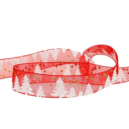 Floristik24 Cinta decorativa con estampado de bosque rojo 25mm 20m